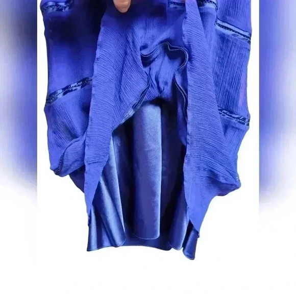 Guess By Marciano Blue Sleeveless Chiffon Dress Size S Sheer Fairy Cocktail - Picture 7 of 11